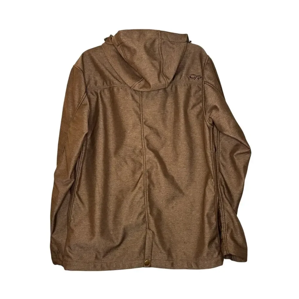 Outdoor Resesrch Men’s Oberland Hooded Soft Shell Jacket Fleece Lined Brown M